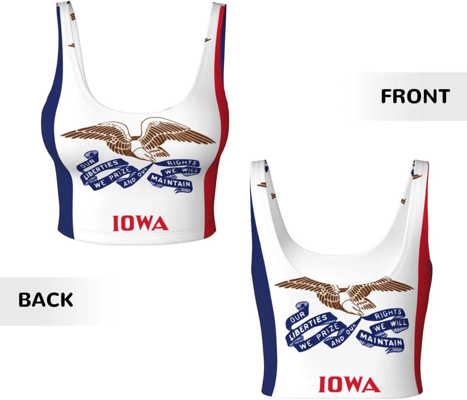 Iowa State Flag Women's Sexy Sports Vest Sleeveless Athletic Gym T-Shirts Vest U-Shaped Back Quick Dry Top