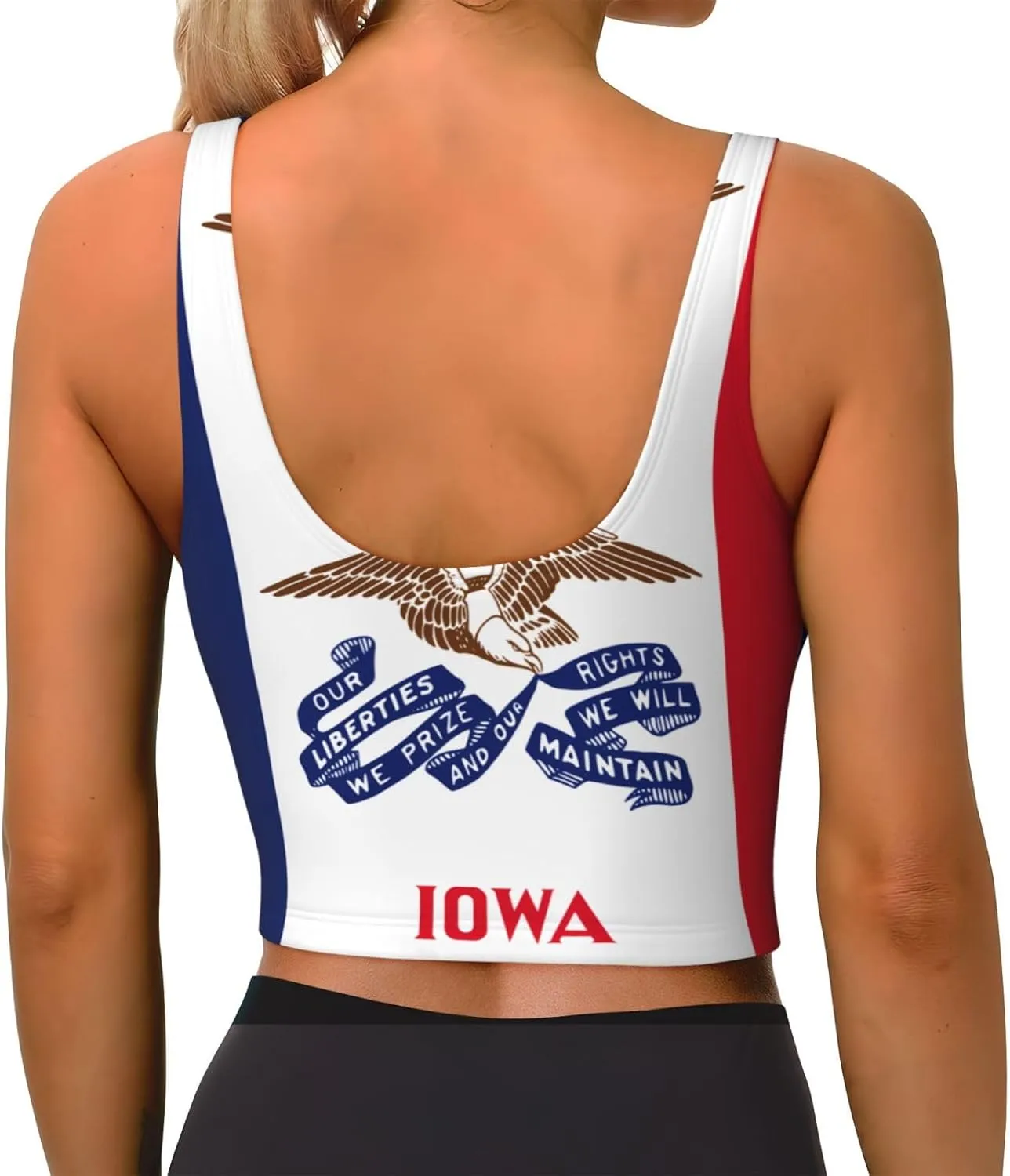 Iowa State Flag Women's Sexy Sports Vest Sleeveless Athletic Gym T-Shirts Vest U-Shaped Back Quick Dry Top
