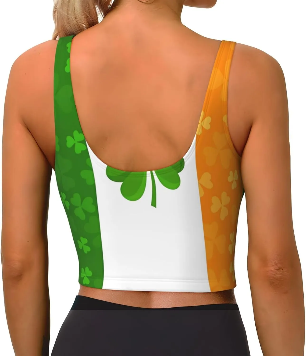 Irish Flag Women's Sexy Sports Vest Sleeveless Athletic Gym T-Shirts Vest U-Shaped Back Quick Dry Top