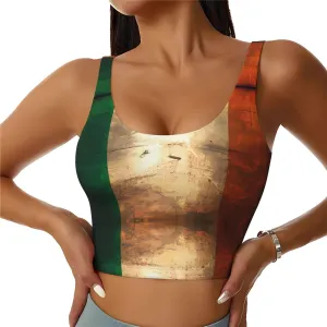 Irish Flag Women's Sexy Sports Vest Sleeveless Athletic Gym T-Shirts Vest U-Shaped Back Quick Dry Top