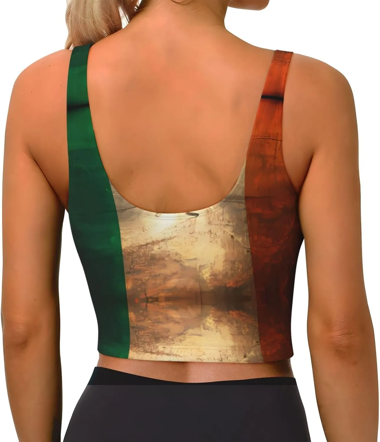 Irish Flag Women's Sexy Sports Vest Sleeveless Athletic Gym T-Shirts Vest U-Shaped Back Quick Dry Top