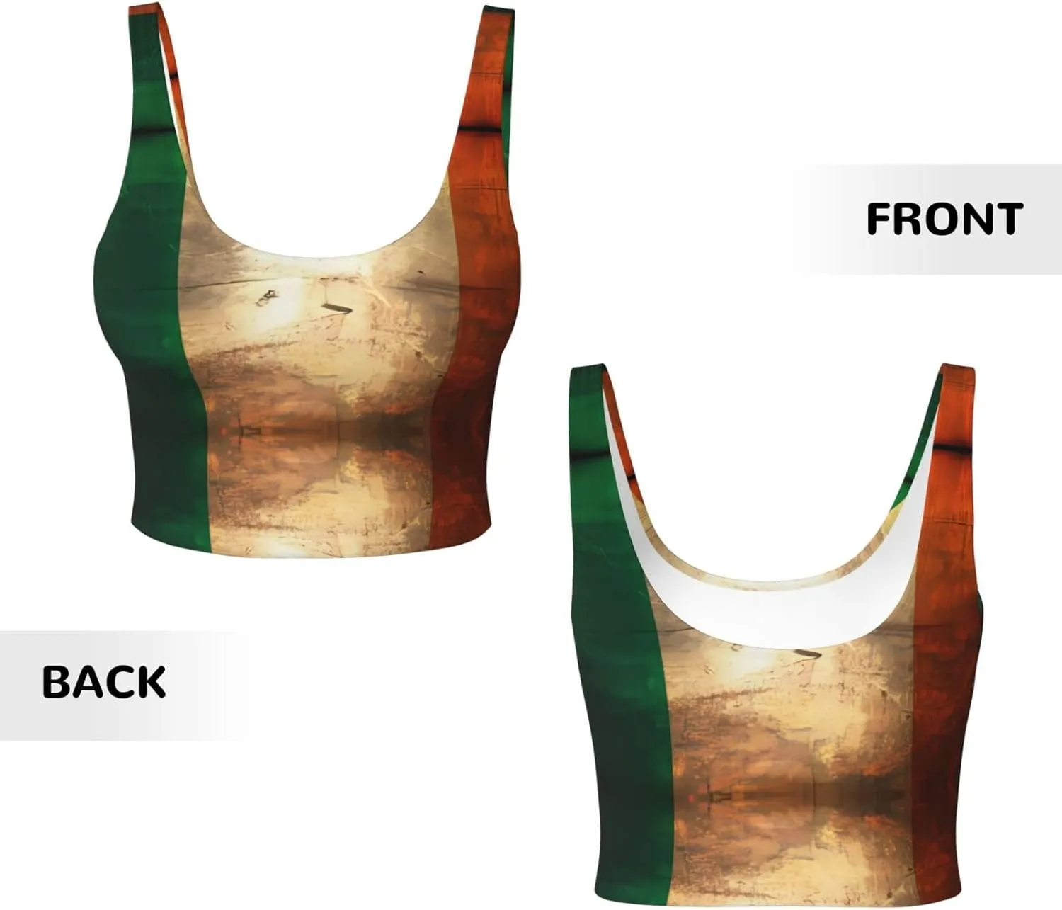 Irish Flag Women's Sexy Sports Vest Sleeveless Athletic Gym T-Shirts Vest U-Shaped Back Quick Dry Top