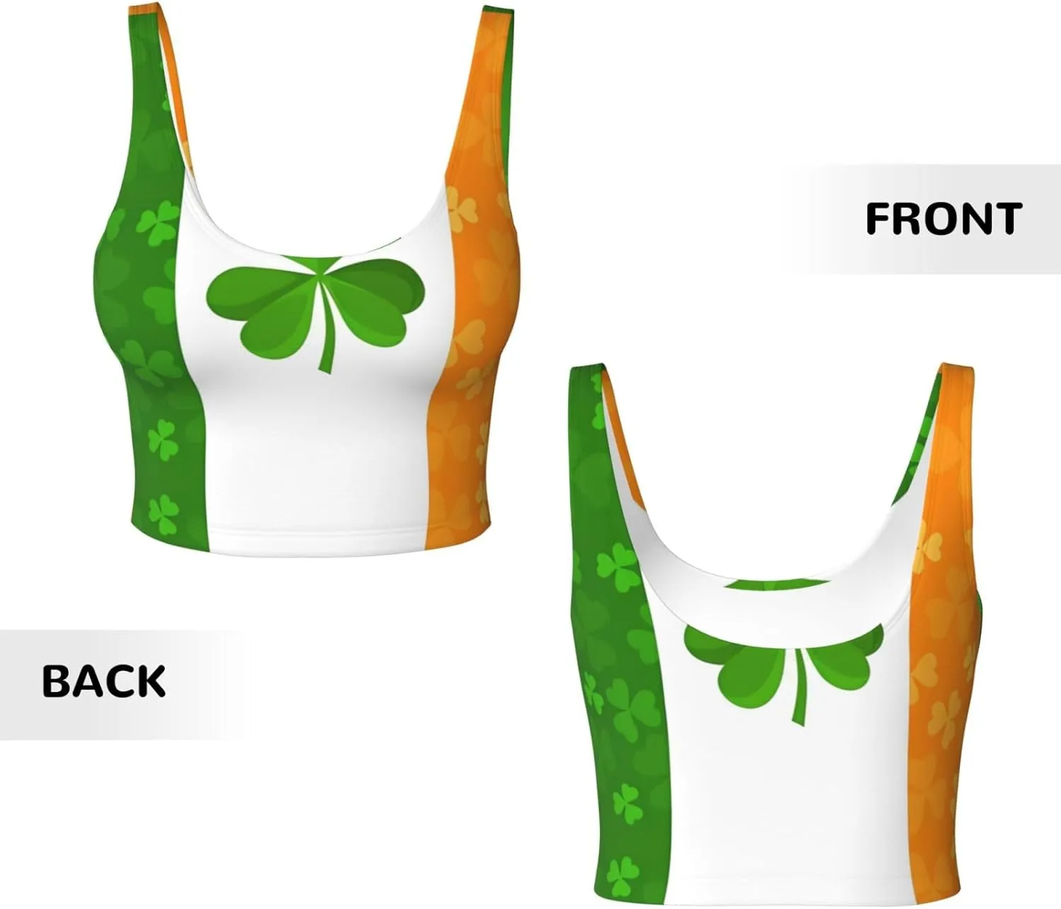 Irish Flag Women's Sexy Sports Vest Sleeveless Athletic Gym T-Shirts Vest U-Shaped Back Quick Dry Top