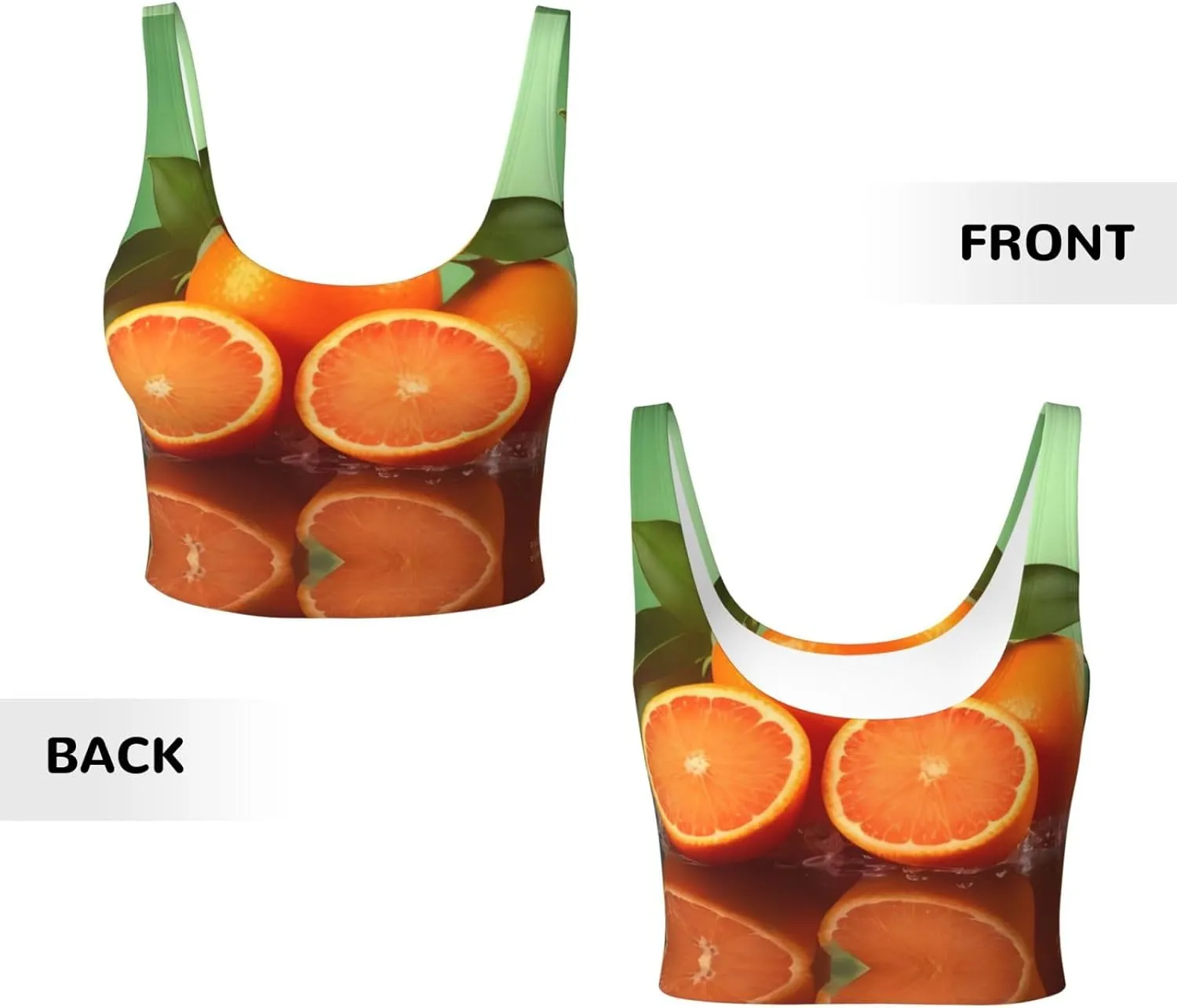 Juicy Oranges Women's Sexy Sports Vest Sleeveless Athletic Gym T-Shirts Vest U-Shaped Back Quick Dry Top