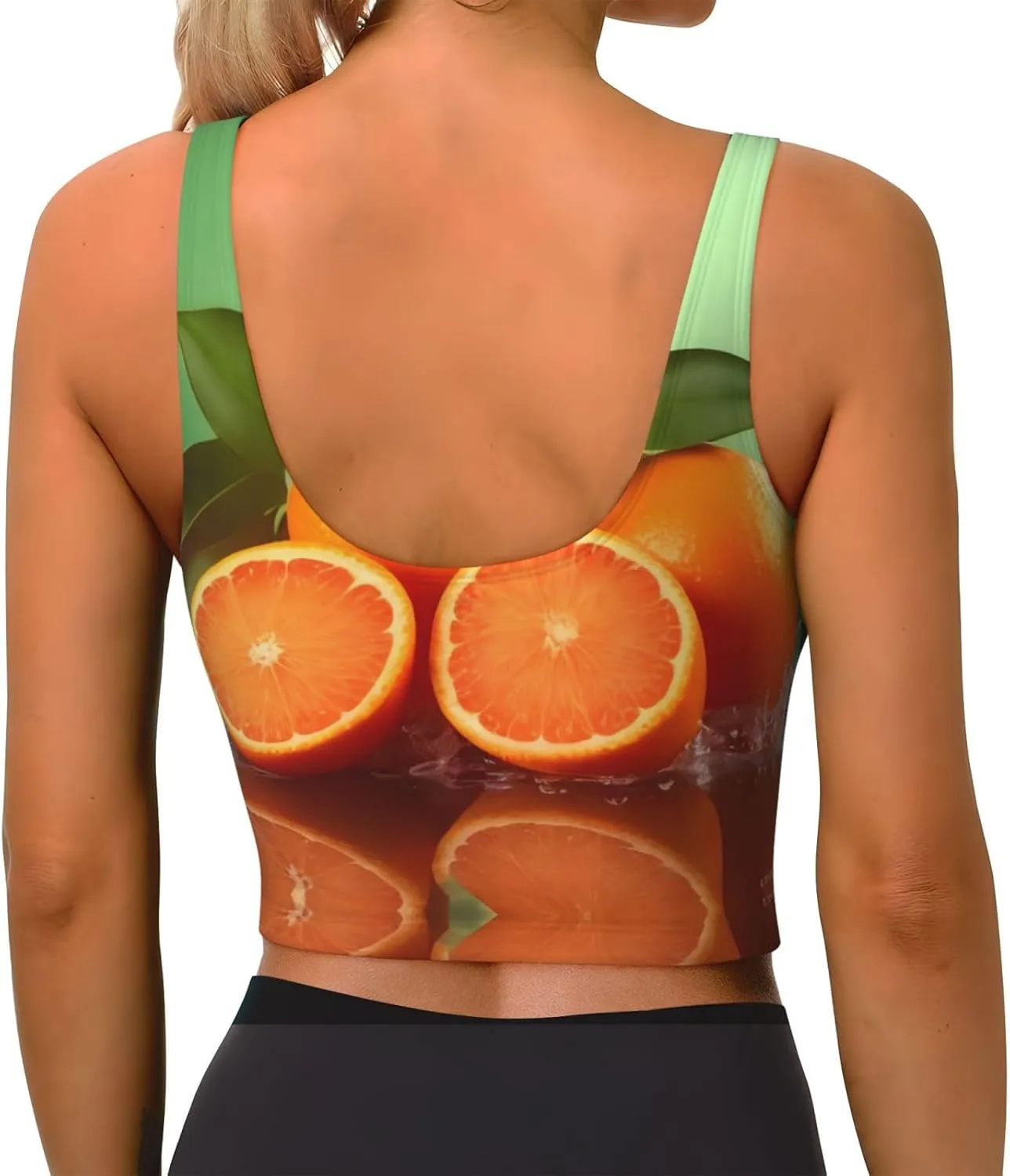 Juicy Oranges Women's Sexy Sports Vest Sleeveless Athletic Gym T-Shirts Vest U-Shaped Back Quick Dry Top