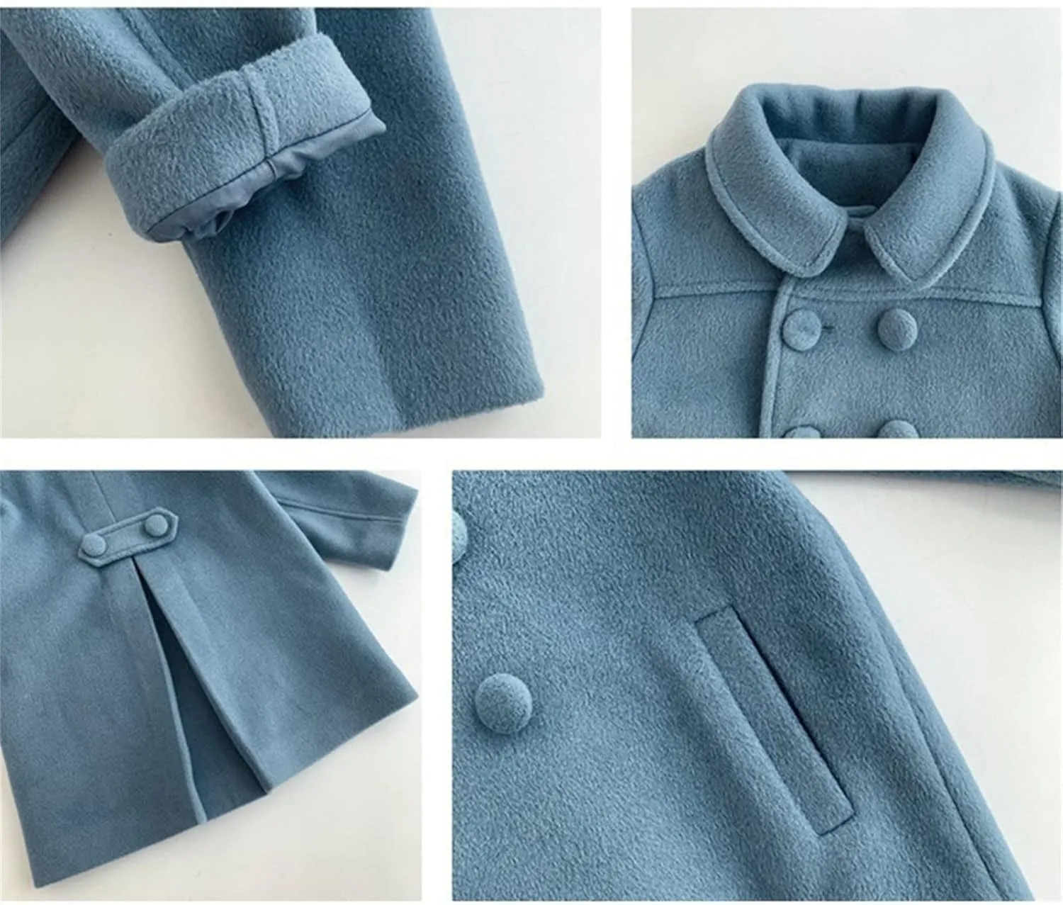 KAGAYD Toddler Girls Faux Wool Trench Coat Long Sleeve Double Breasted Jacket Warm Winter Outerwear Clothes