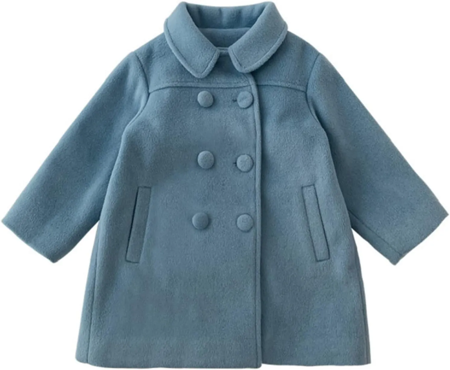 KAGAYD Toddler Girls Faux Wool Trench Coat Long Sleeve Double Breasted Jacket Warm Winter Outerwear Clothes