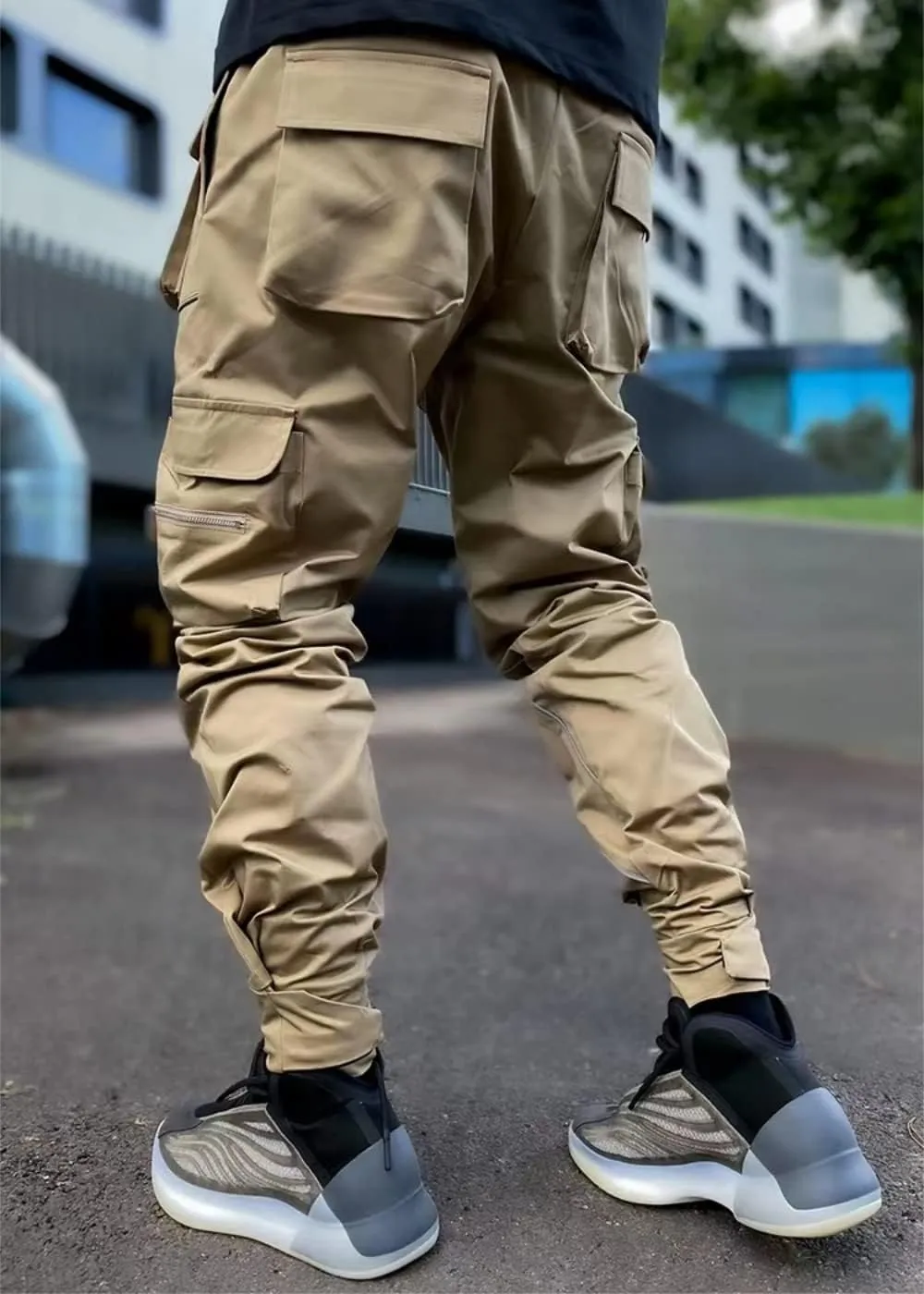 KCLOT Men's Techwear Cargo Pants Fashion Multi-Pocket Reflective Jogger Sweatpants