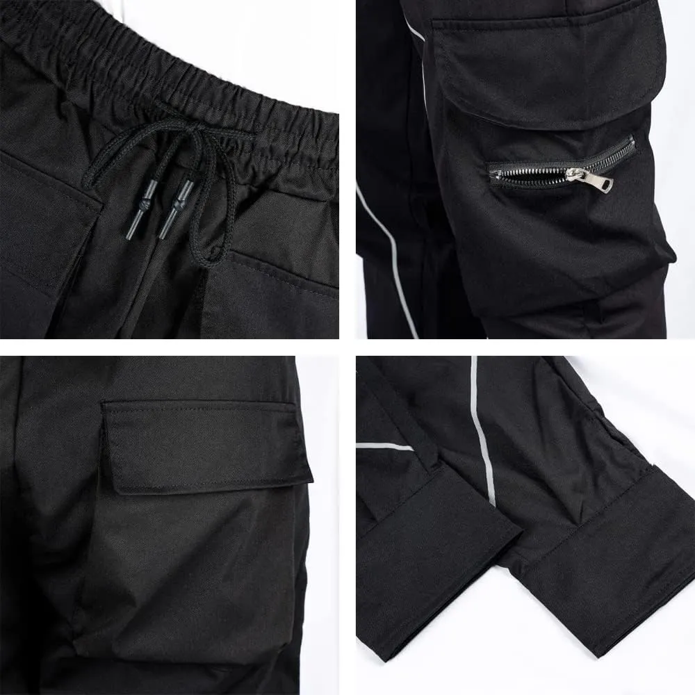 KCLOT Men's Techwear Cargo Pants Fashion Multi-Pocket Reflective Jogger Sweatpants