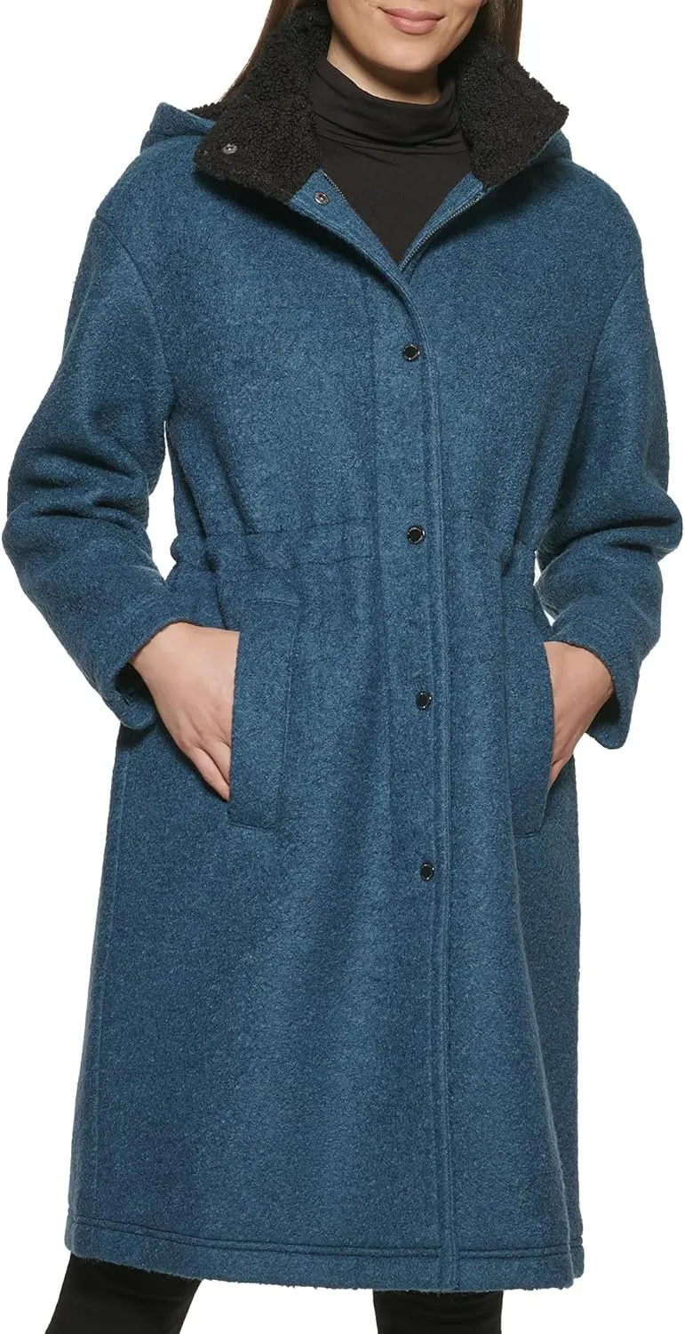 Kenneth Cole Women's Full Length Maxi Hooded Wool Coat