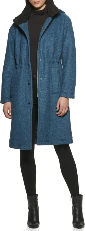 Kenneth Cole Women's Full Length Maxi Hooded Wool Coat