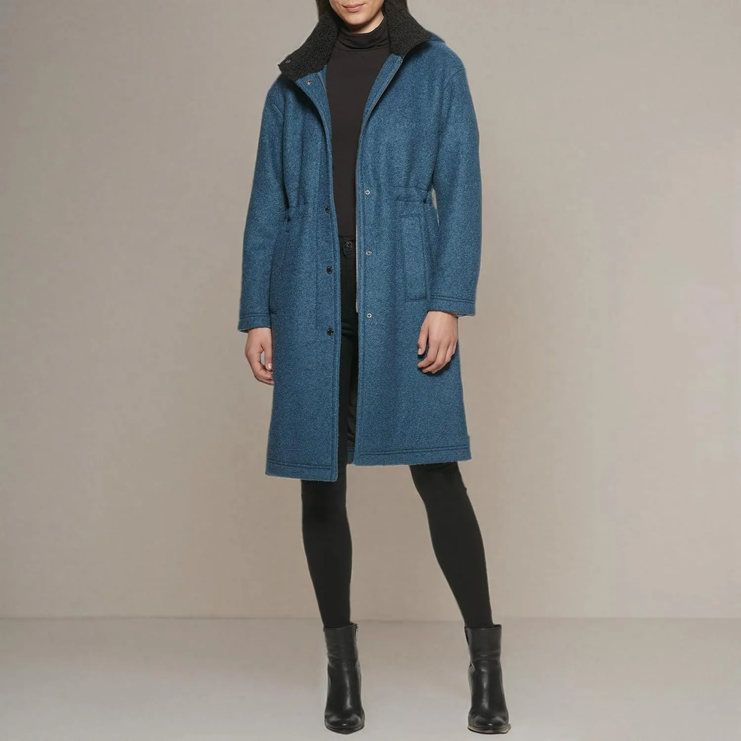 Kenneth Cole Women's Full Length Maxi Hooded Wool Coat