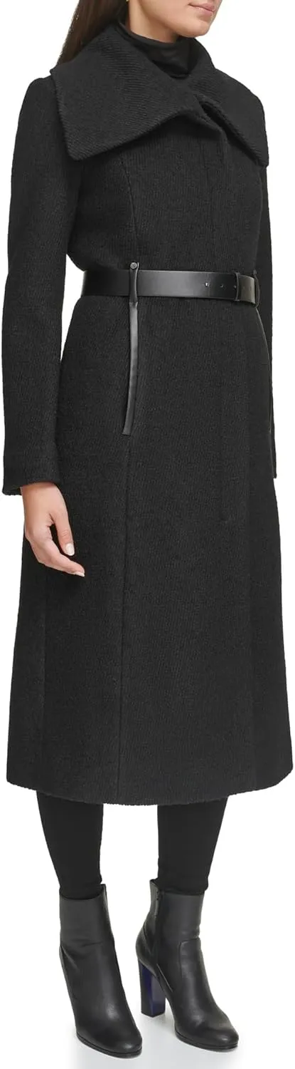 Kenneth Cole Women's Textured Twill Wool Blend Coat