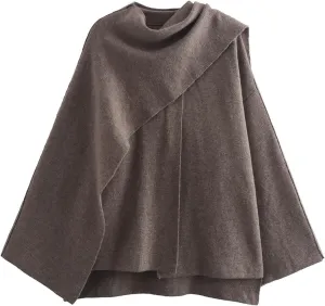 Kissonic Women's Oversized Scarf Jacket Shawl Wraps Knit Long Sleeve Button Winter Peacoat
