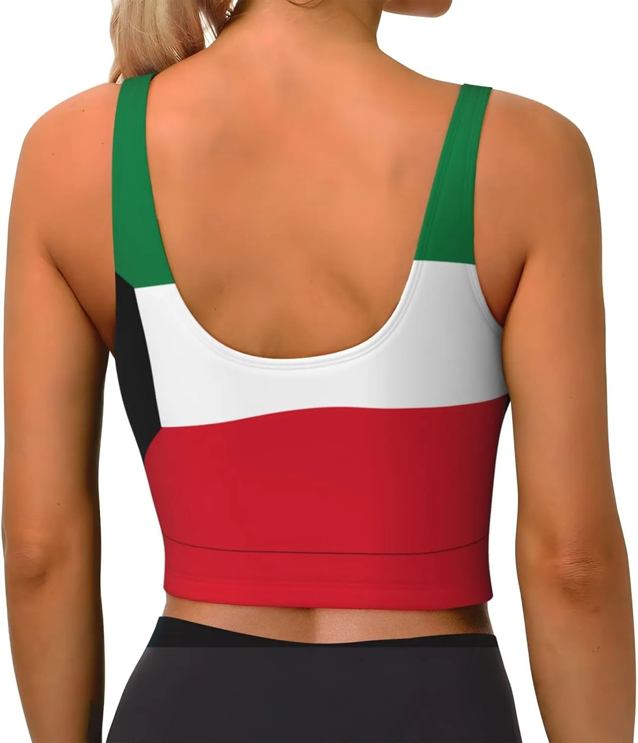 Kuwaiti Flag Women's Sexy Sports Vest Sleeveless Athletic Gym T-Shirts Vest U-Shaped Back Quick Dry Top