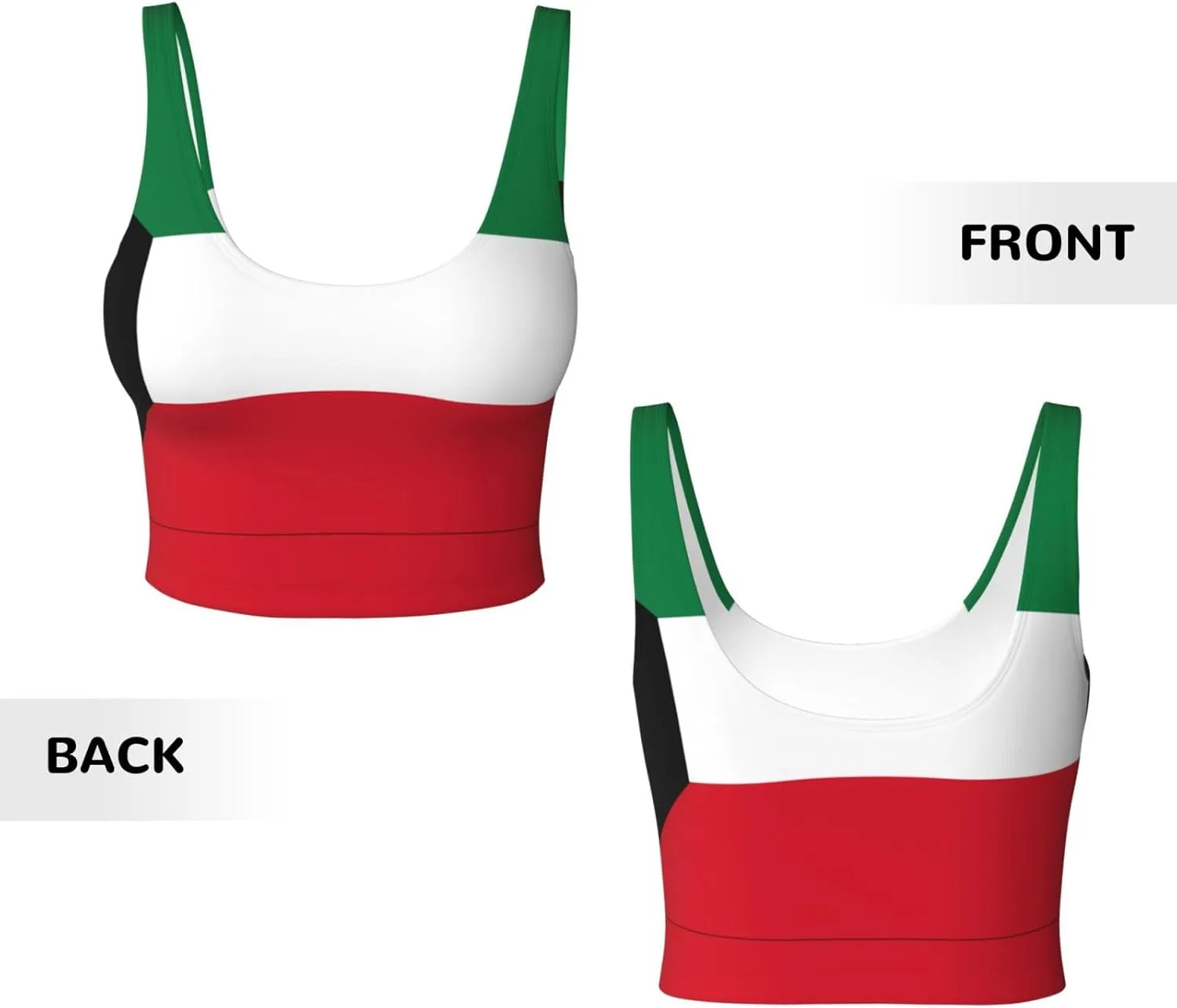 Kuwaiti Flag Women's Sexy Sports Vest Sleeveless Athletic Gym T-Shirts Vest U-Shaped Back Quick Dry Top