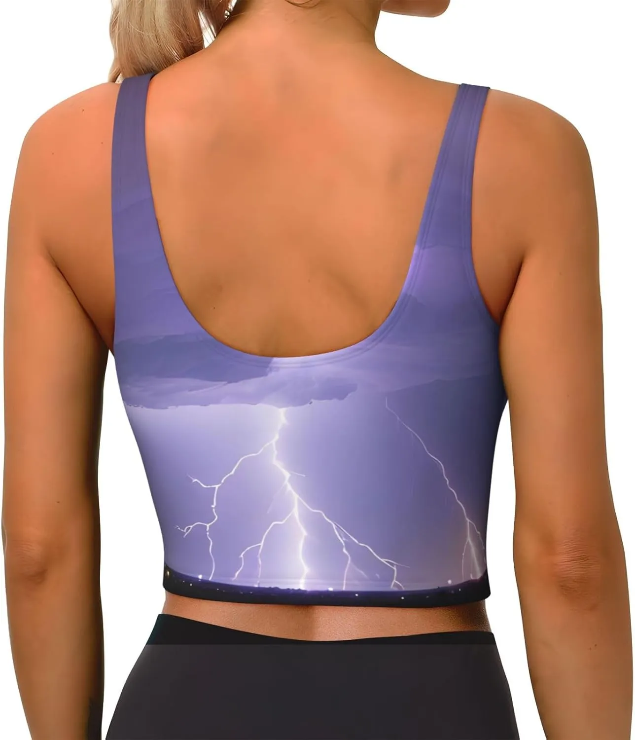 Lightning Storm Women's Sexy Sports Vest Sleeveless Athletic Gym T-Shirts Vest U-Shaped Back Quick Dry Top