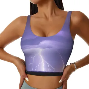 Lightning Storm Women's Sexy Sports Vest Sleeveless Athletic Gym T-Shirts Vest U-Shaped Back Quick Dry Top