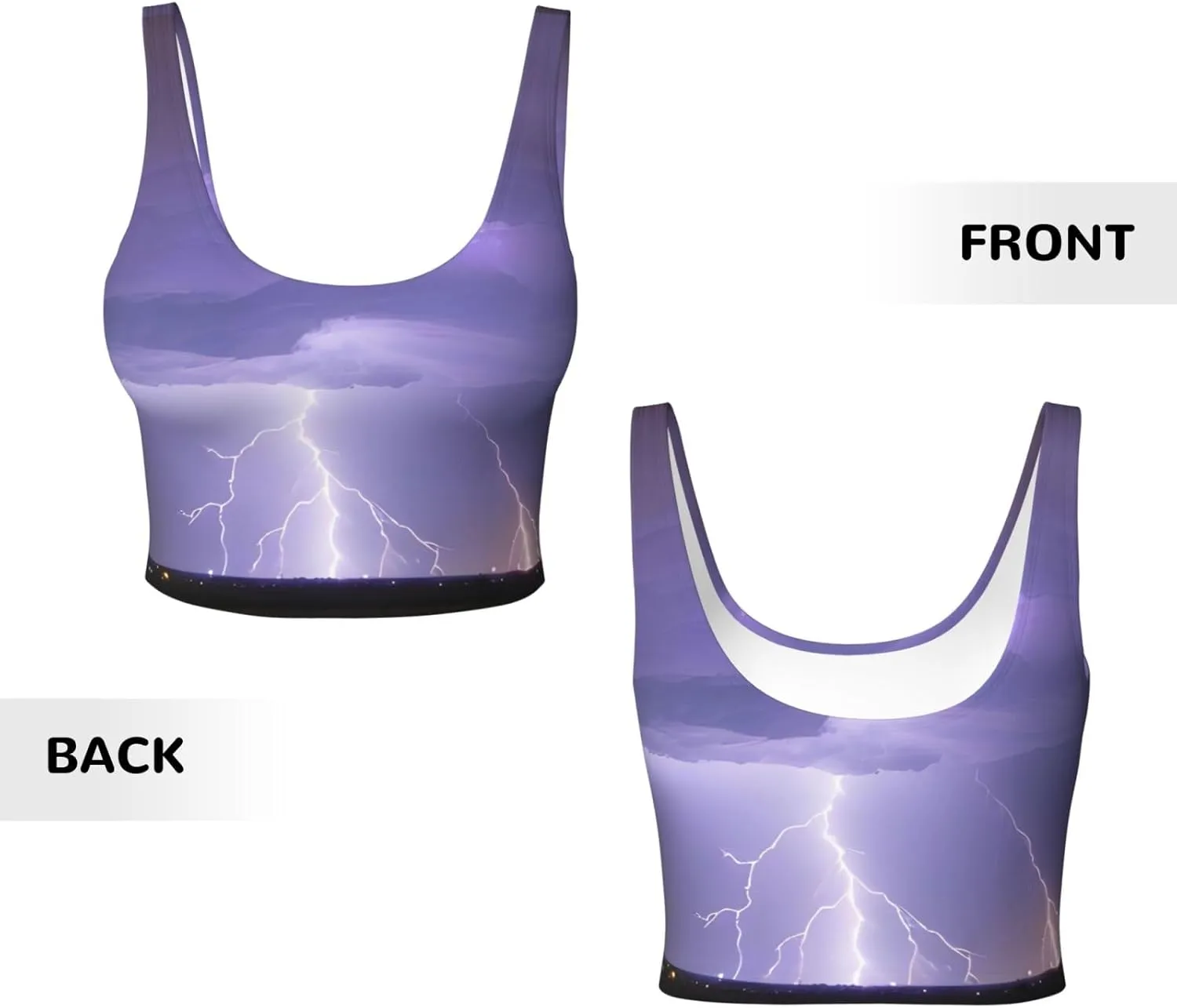 Lightning Storm Women's Sexy Sports Vest Sleeveless Athletic Gym T-Shirts Vest U-Shaped Back Quick Dry Top