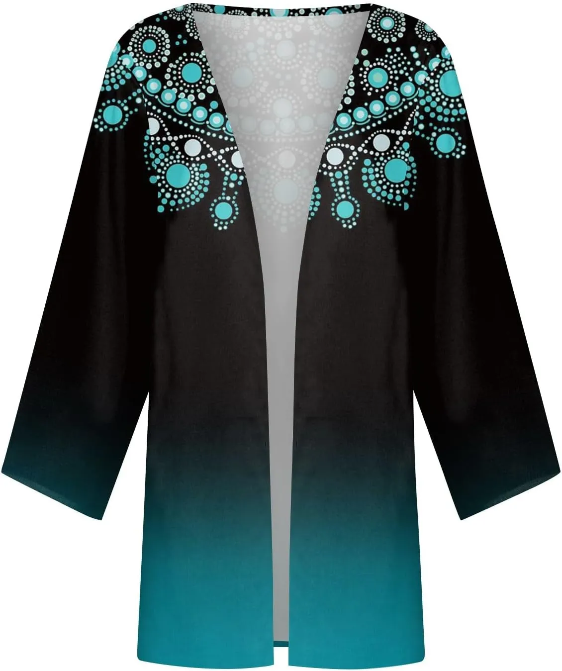 Lightweight Cardigan for Women Summer Printed 3/4 Sleeve Kimono Cardigan Casual Blouse Open Front Beach Cover Up Tops