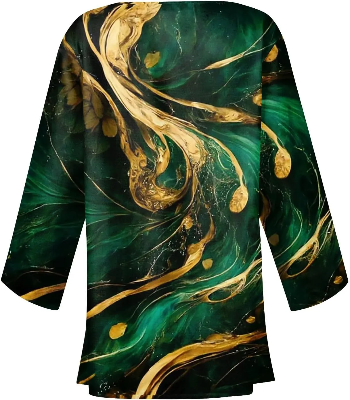 Lightweight Cardigan for Women Summer Printed Beach Cover Up Tops Open Front 3/4 Sleeve Kimono Cardigan Casual Blouse