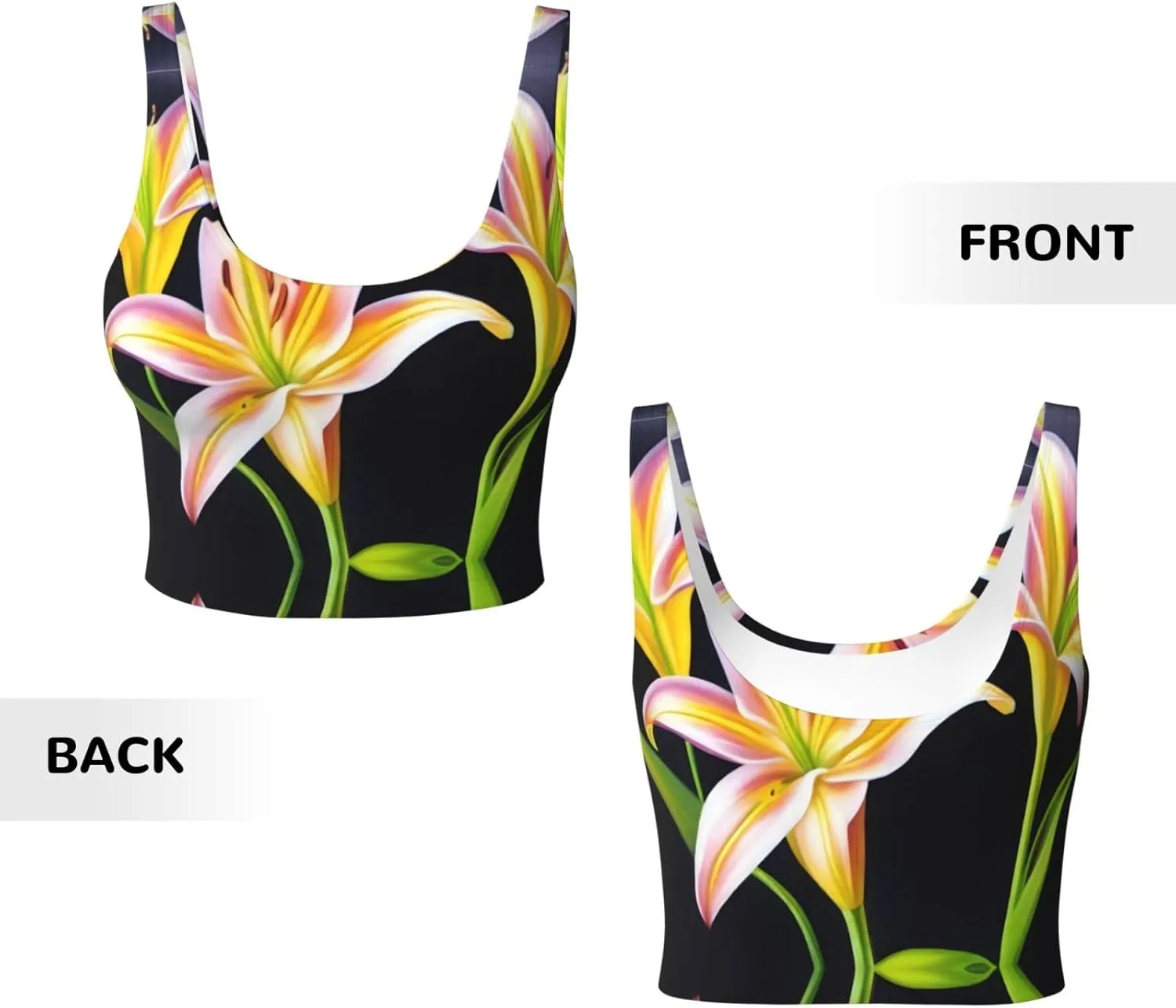 Lily Flower Women's Sexy Sports Vest Sleeveless Athletic Gym T-Shirts Vest U-Shaped Back Quick Dry Top