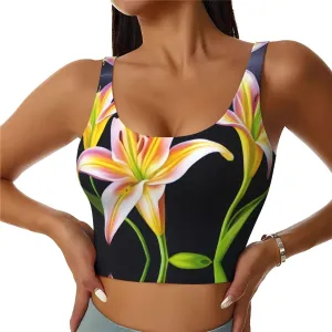 Lily Flower Women's Sexy Sports Vest Sleeveless Athletic Gym T-Shirts Vest U-Shaped Back Quick Dry Top