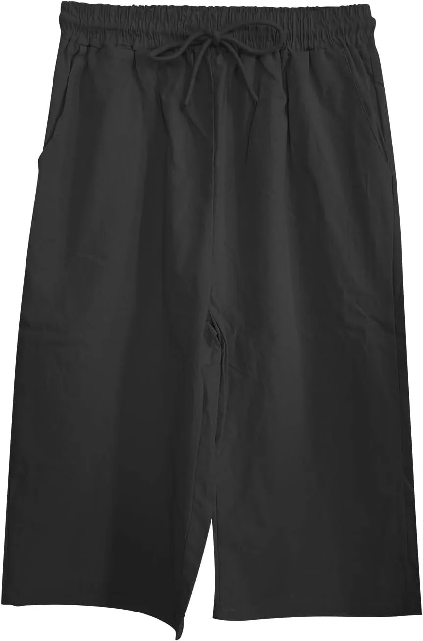 Linen Blend Pants for Women Cotton Linen Elastic Seven Pants Beach Casual Pants Linen Casual Summer Cropped Pants