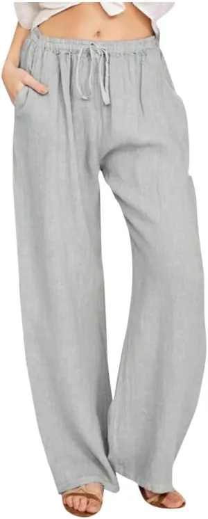 Linen Pants Women Wide Leg Pants High Waisted Lounge Pants Drawstring Elastic Waist Pants Casual Beach Trousers 2025