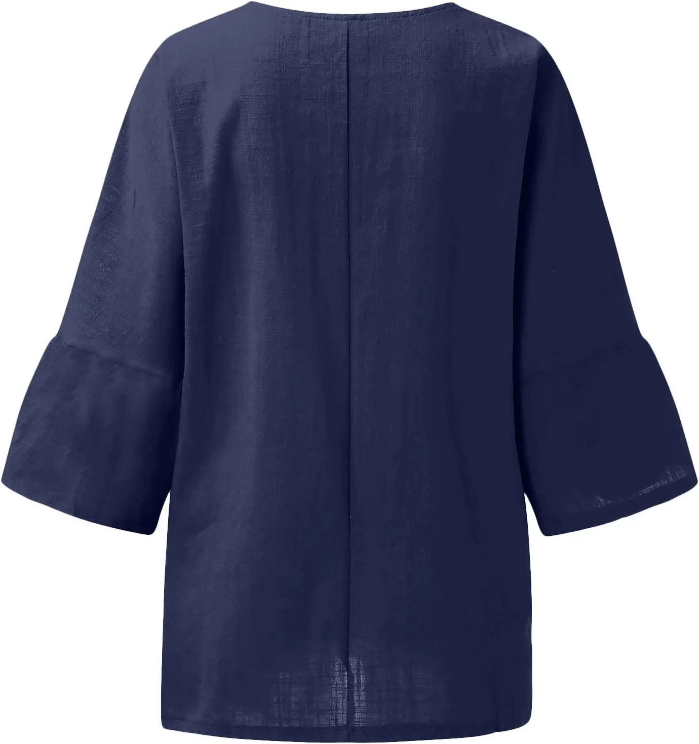 Linen Shirts for Women 3/4 Sleeve Loose Fit Summer Tops Plus Size Crew Neck Blouse Casual Cotton Linen T Shirts