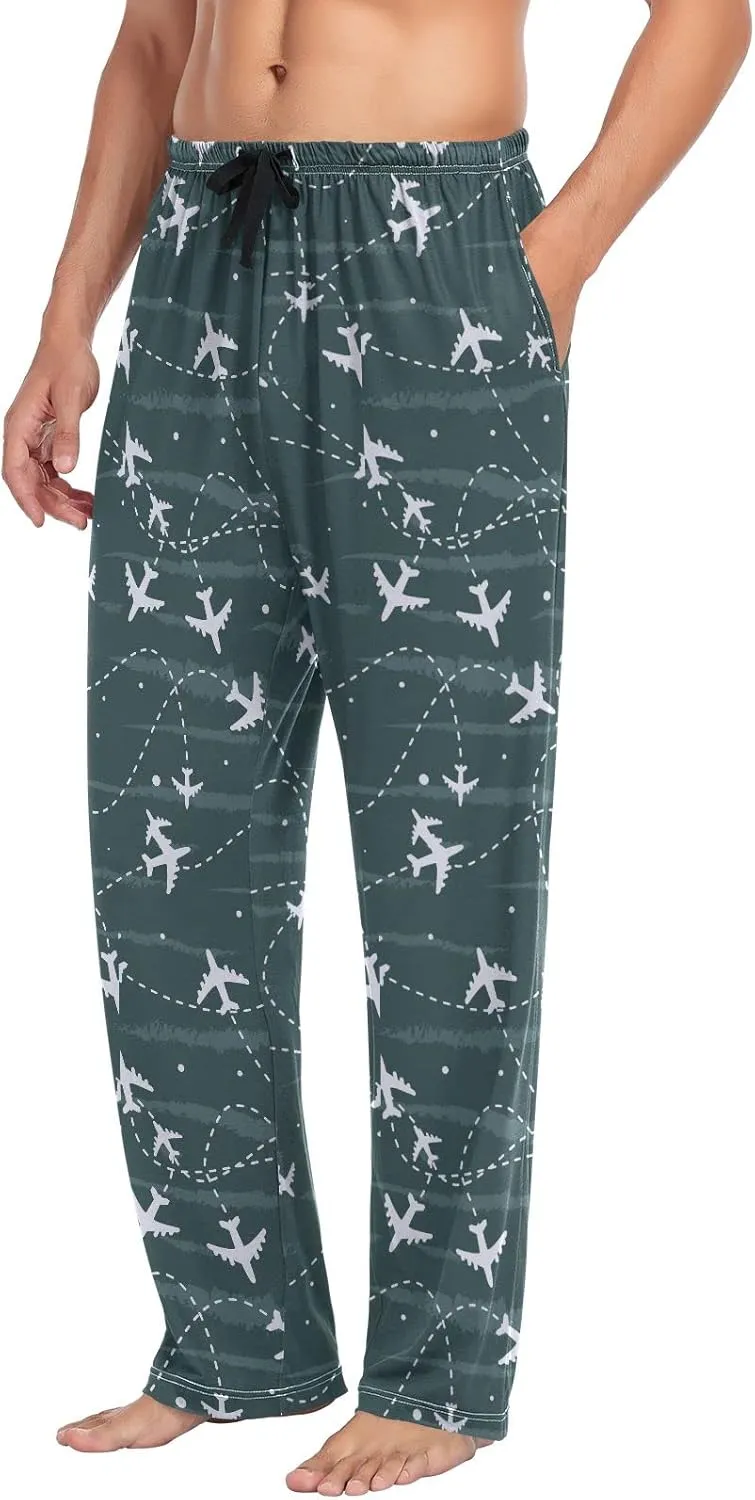 linqin Men's Pajama Pant Comfy Soft Lounge Sleep Pants Bird Blue Feathers Wing Beak Pajama Bottoms