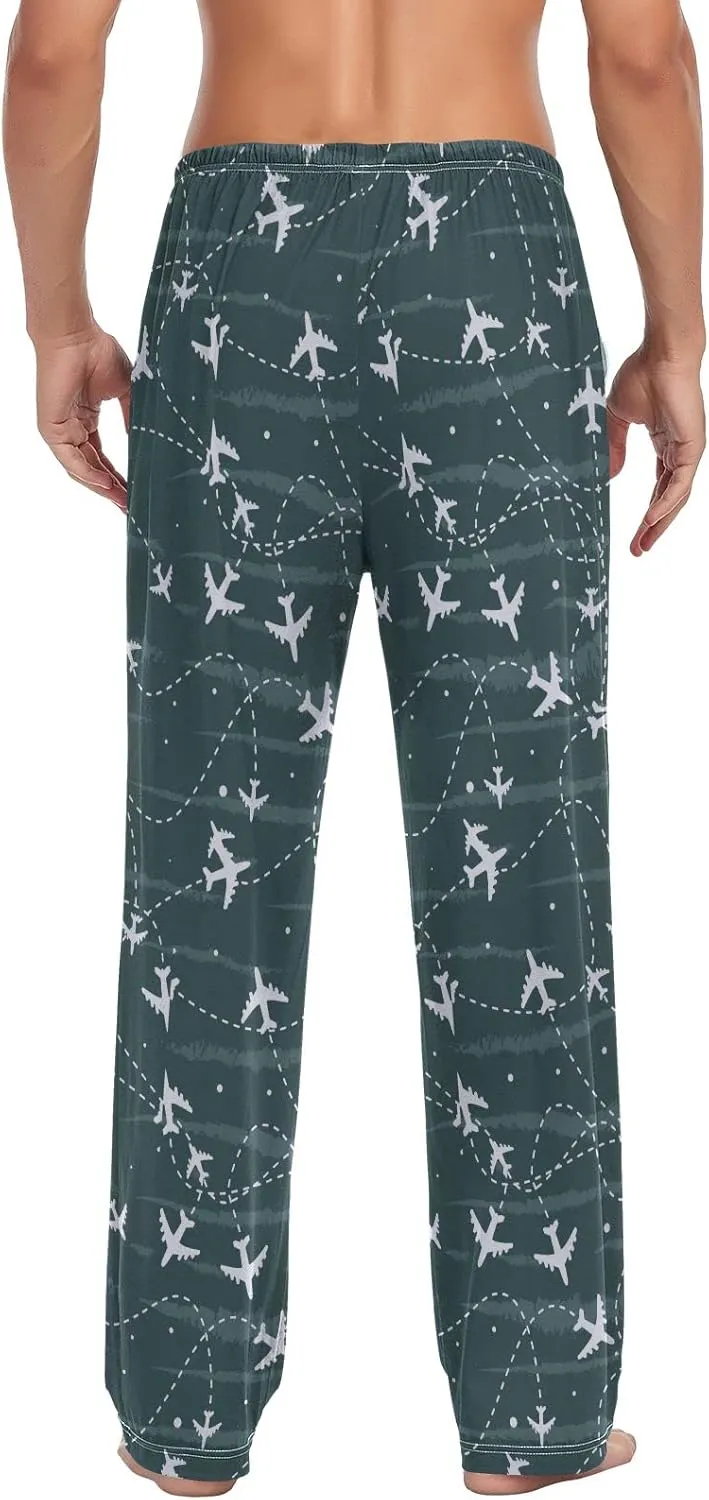 linqin Men's Pajama Pant Comfy Soft Lounge Sleep Pants Bird Blue Feathers Wing Beak Pajama Bottoms