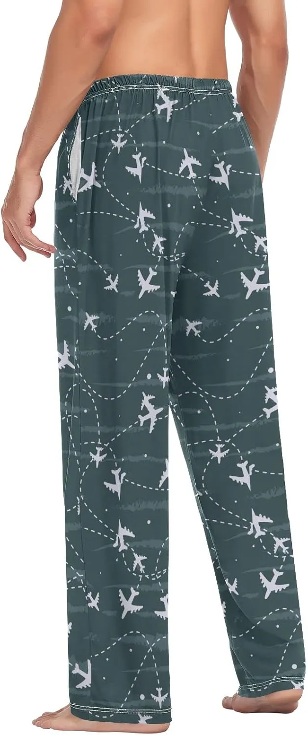 linqin Men's Pajama Pant Comfy Soft Lounge Sleep Pants Bird Blue Feathers Wing Beak Pajama Bottoms