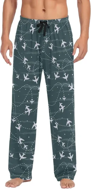 linqin Men's Pajama Pant Comfy Soft Lounge Sleep Pants Bird Blue Feathers Wing Beak Pajama Bottoms