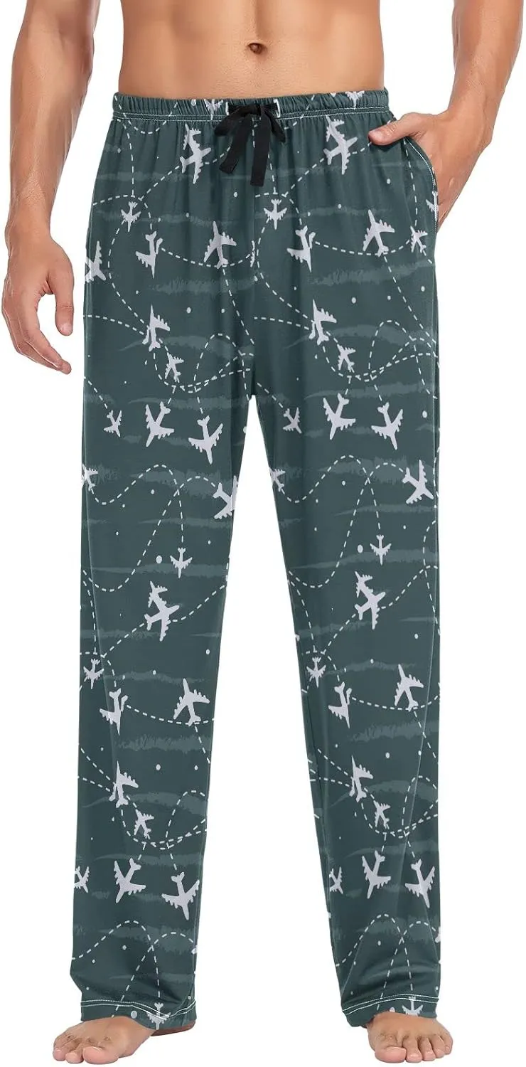 linqin Men's Pajama Pant Comfy Soft Lounge Sleep Pants Bird Blue Feathers Wing Beak Pajama Bottoms