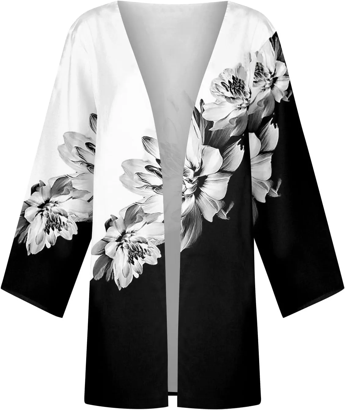 Long Sleeve Kimono for Womens Retro Print Casual Duster Blouse Tops Coat 3/4 Sleeve Jackets Lightweight Cardigans