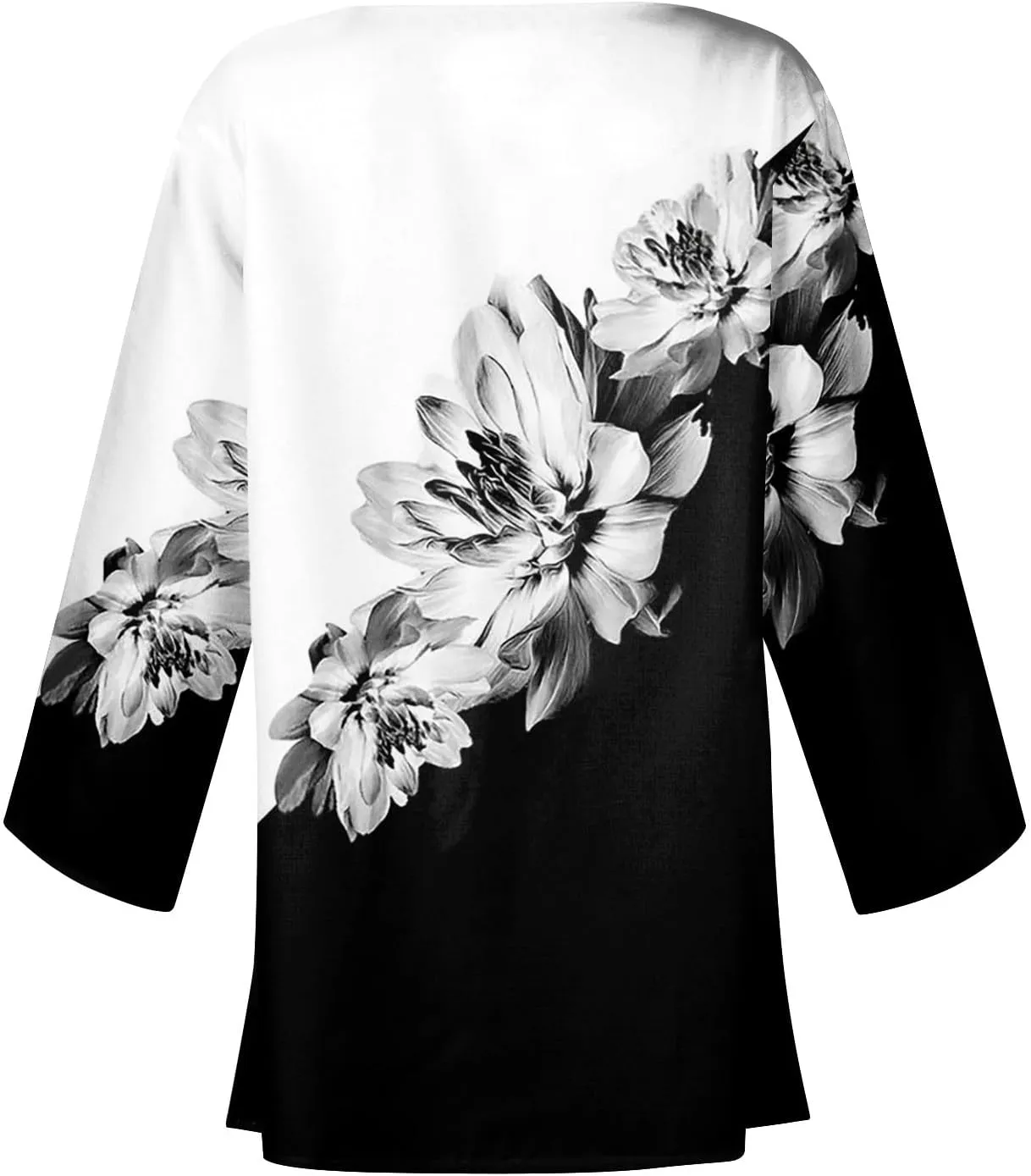Long Sleeve Kimono for Womens Retro Print Casual Duster Blouse Tops Coat 3/4 Sleeve Jackets Lightweight Cardigans