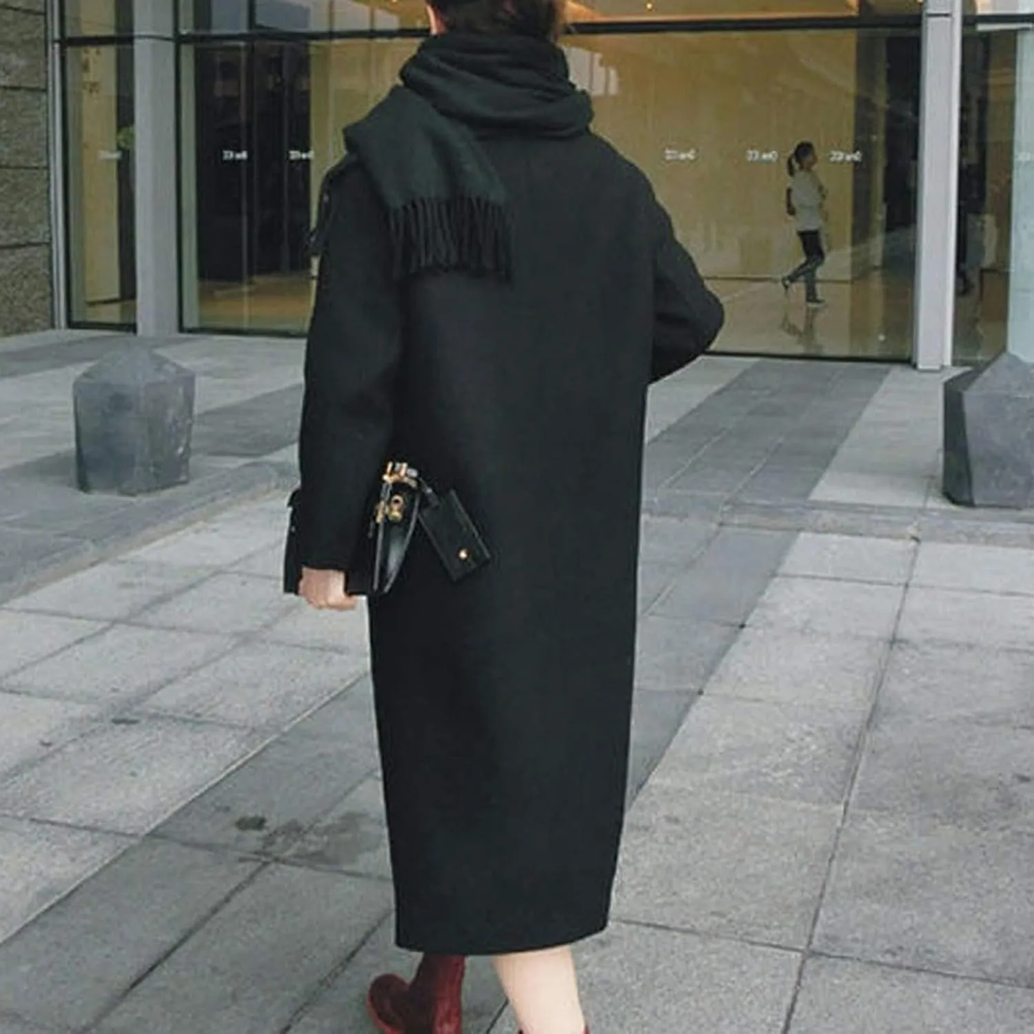 Long Trench Coats for Women Winter Jackets Wool Blend Pea Coats Trendy Notched Lapel Overcoats Warm Jacket