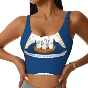 Louisiana State Flag Women's Sexy Sports Vest Sleeveless Athletic Gym T-Shirts Vest U-Shaped Back Quick Dry Top