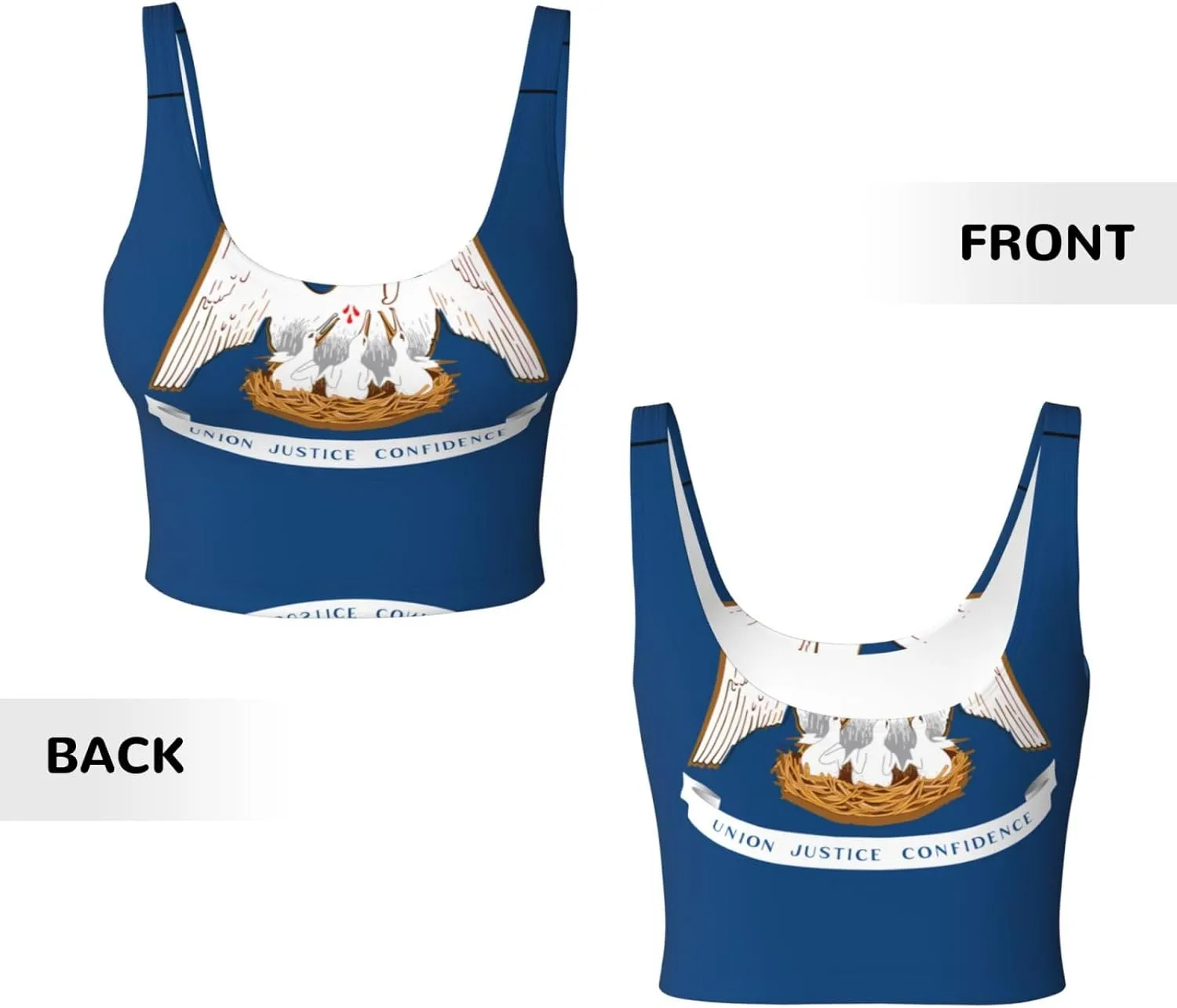 Louisiana State Flag Women's Sexy Sports Vest Sleeveless Athletic Gym T-Shirts Vest U-Shaped Back Quick Dry Top