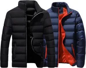 Maiyifu-GJ 2 Pack Men's Winter Puffer Jacket Lightweight Warm Windproof Down Coats Quilted Thicken Padded Coat Outerwear