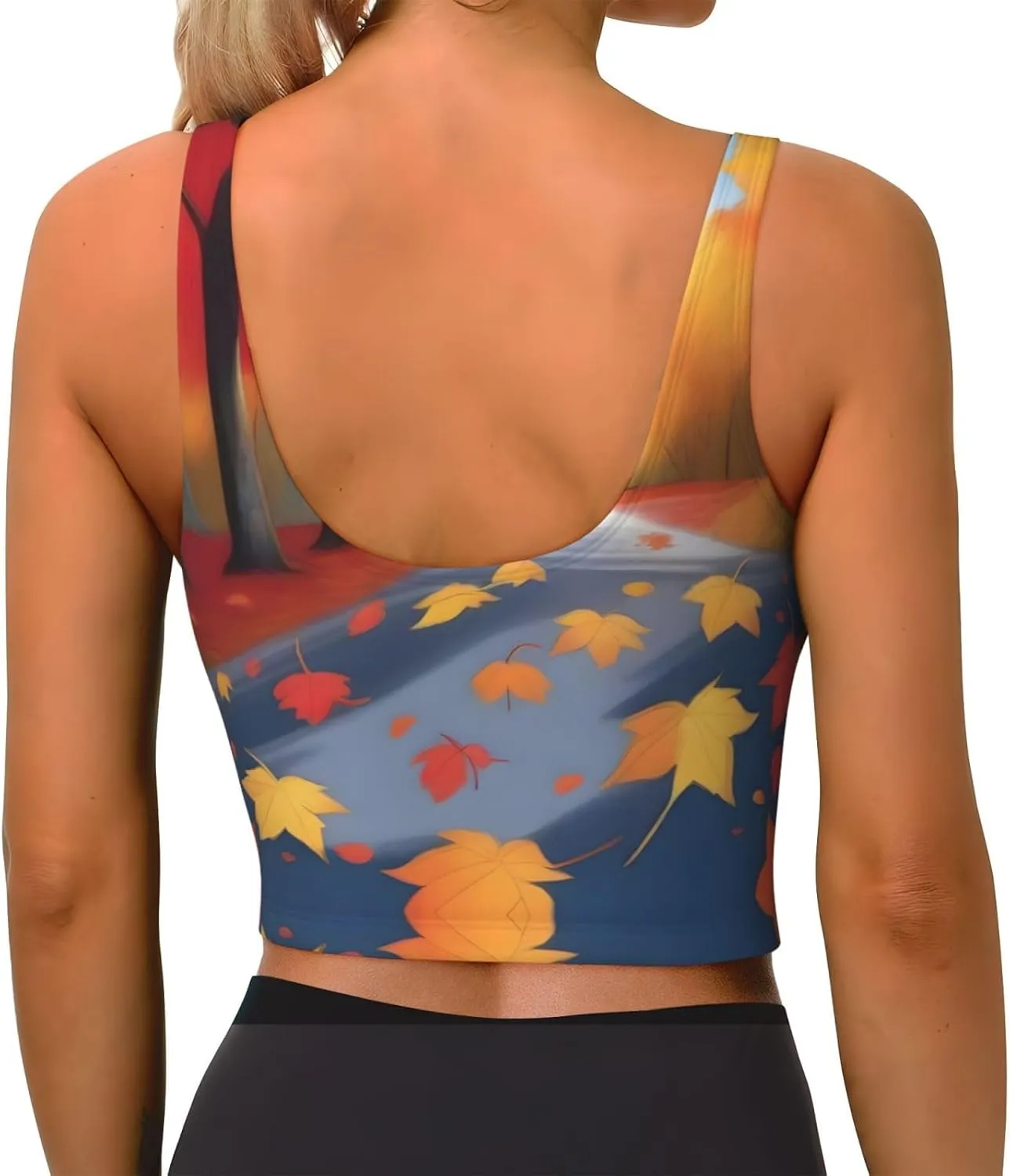 Maple Leaf Forest Women's Sexy Sports Vest Sleeveless Athletic Gym T-Shirts Vest U-Shaped Back Quick Dry Top