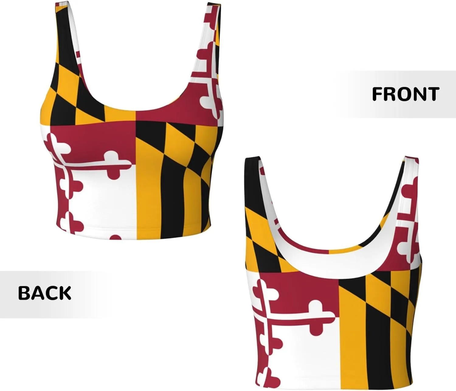 Maryland State Flag Women's Sexy Sports Vest Sleeveless Athletic Gym T-Shirts Vest U-Shaped Back Quick Dry Top