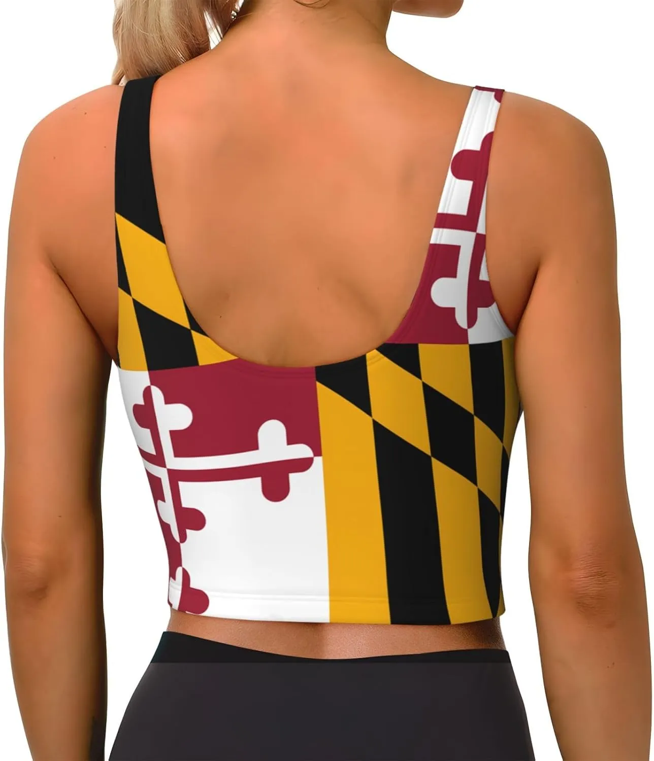 Maryland State Flag Women's Sexy Sports Vest Sleeveless Athletic Gym T-Shirts Vest U-Shaped Back Quick Dry Top