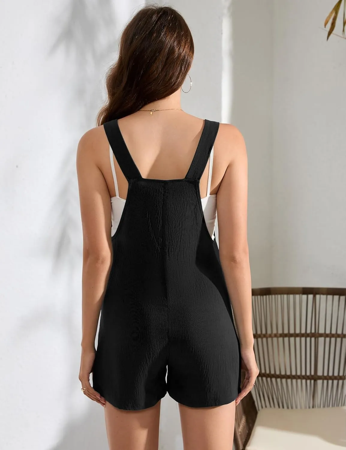 Maternity Overall Shorts Summer Casual Button Sleeveless Jumpsuits Romper with Pockets