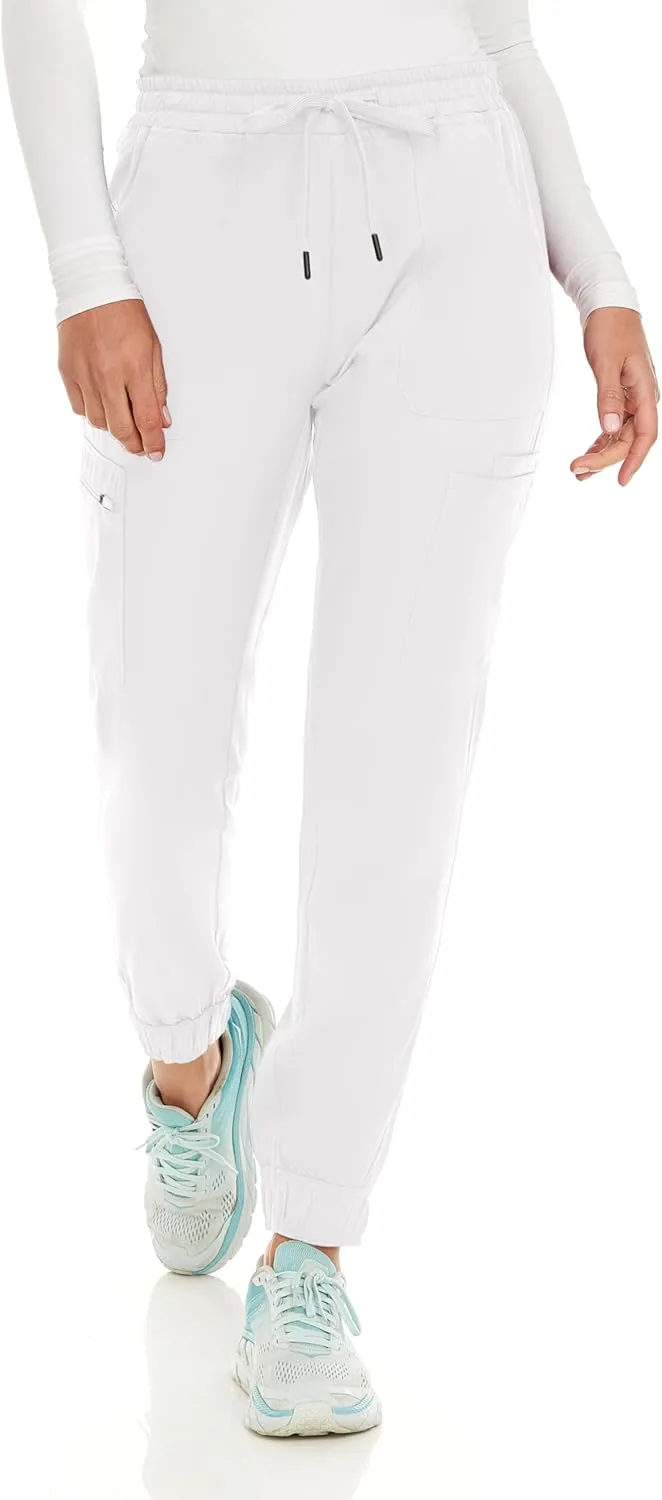 MediChic Women's Seven Pocket Cargo Scrub Pants Joggers with 4-Way Stretch Scrubs, Easy Care for Women