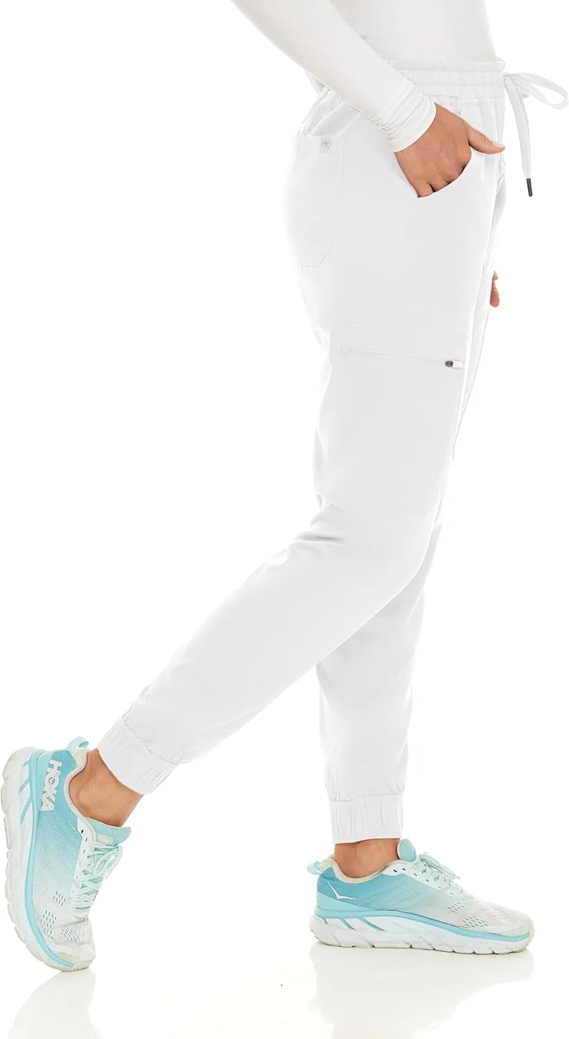 MediChic Women's Seven Pocket Cargo Scrub Pants Joggers with 4-Way Stretch Scrubs, Easy Care for Women