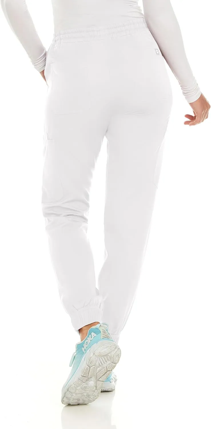 MediChic Women's Seven Pocket Cargo Scrub Pants Joggers with 4-Way Stretch Scrubs, Easy Care for Women
