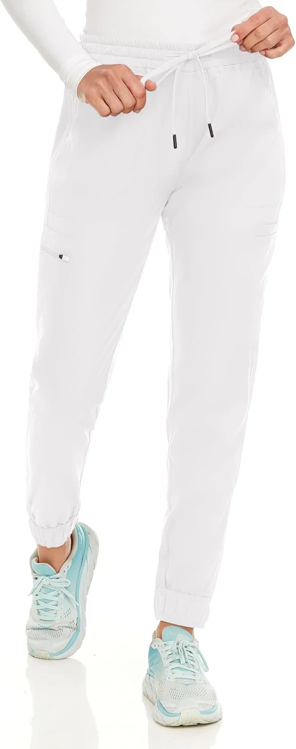 MediChic Women's Seven Pocket Cargo Scrub Pants Joggers with 4-Way Stretch Scrubs, Easy Care for Women