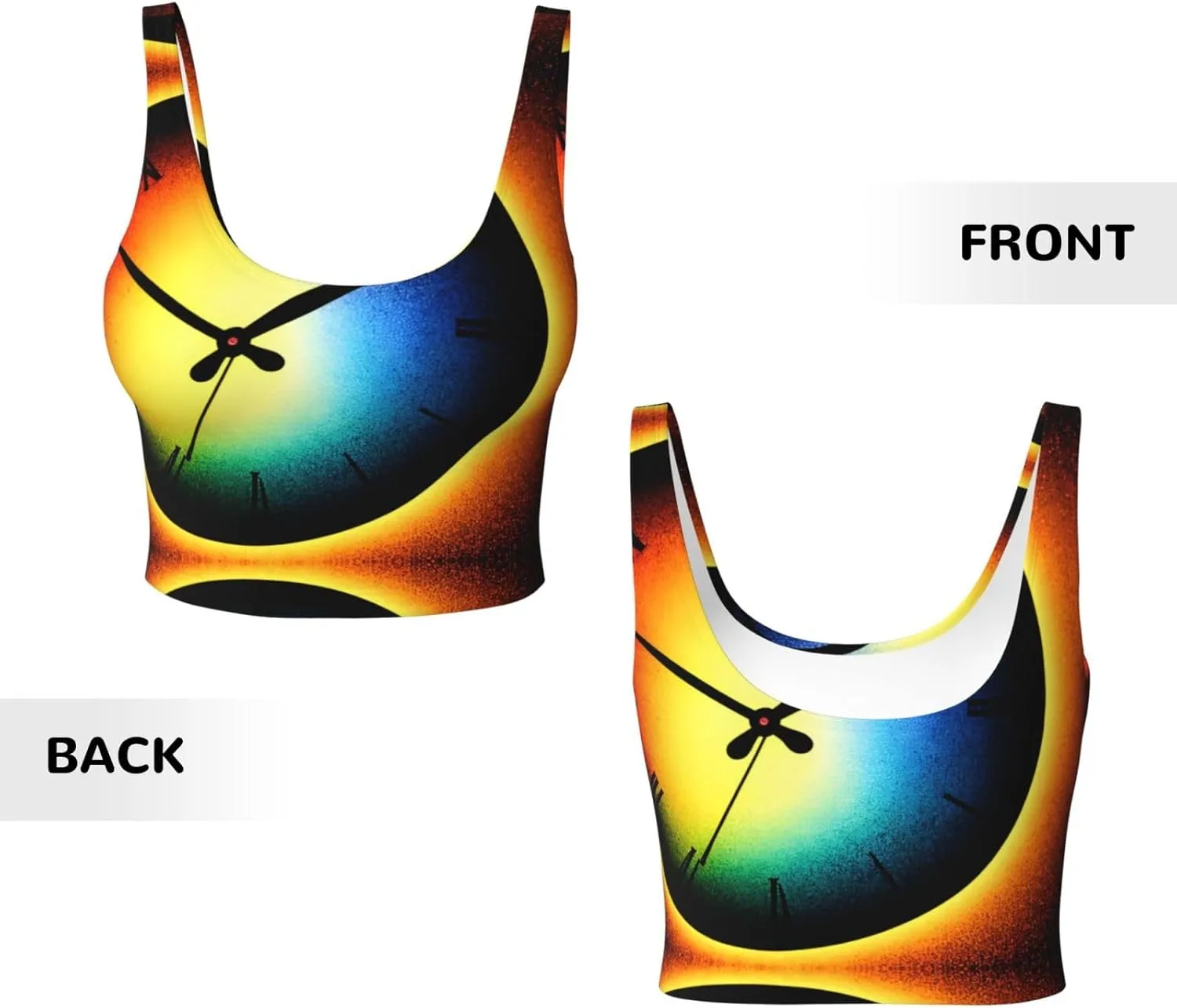 Melting Clock Women's Sexy Sports Vest Sleeveless Athletic Gym T-Shirts Vest U-Shaped Back Quick Dry Top
